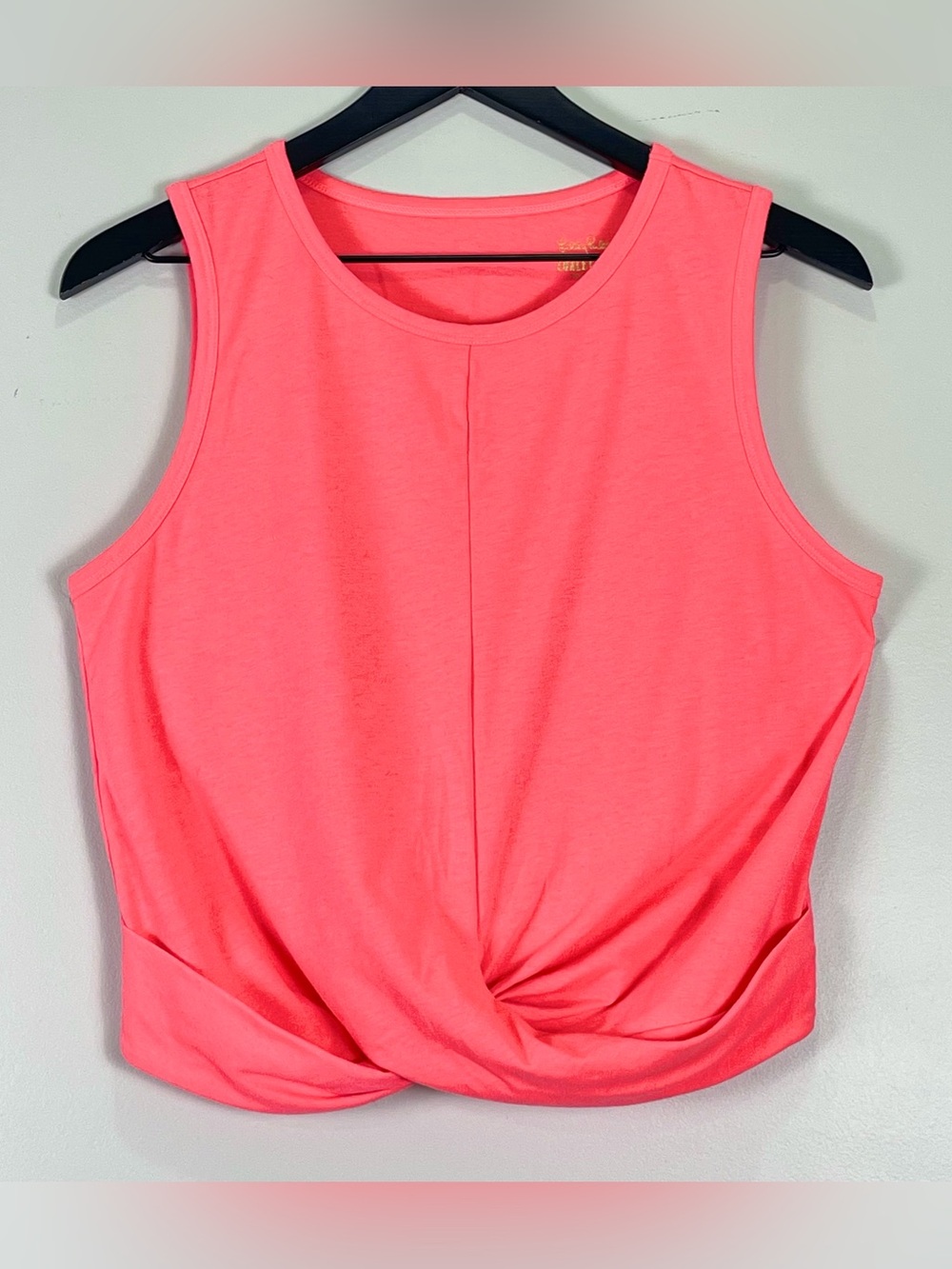 LILLY PULITZER Luxletic Tank Top Twist Hem Cropped Coral Athletic Size Large